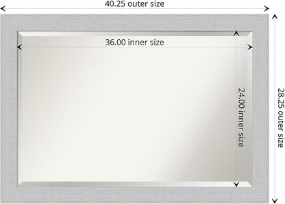 Amanti Art White Bathroom Mirror for Over Sink, 28x40 Shiplap White Rectangle Vanity Mirror, Large Coastal Wood Frame, Hangs Horizonally and Vertically, Bathroom Wall Decor, Beveled Edge from WI, USA
