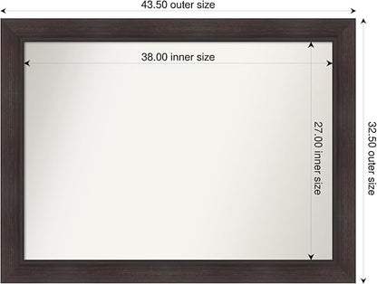 Amanti Art Brown Bathroom Mirror for Over Sink, 33x44 Sloped Espresso Rectangle Vanity Mirror, X-Large Modern Frame, Hangs Horizonally and Vertically, Bathroom Wall Decor, Non-Beveled Edge