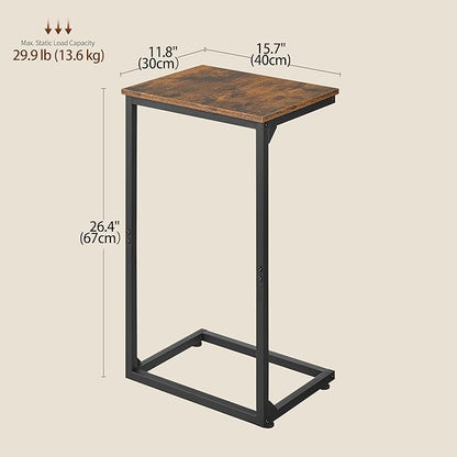 C Shape End Table,Large Surface Couch Table,C Table Sofa Side End Table,Side Table for Couch Slide Under,for Living Room,Bedroom,Home Office, Rustic Design,11.8"D x 15.7"W x 26.4"H(2 Set)