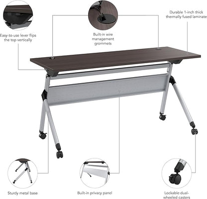Bush Business Furniture Folding Training Table, 60 inch Desk, Commercial-Grade Bundle for Office or Classroom, Envision Collection, Gray
