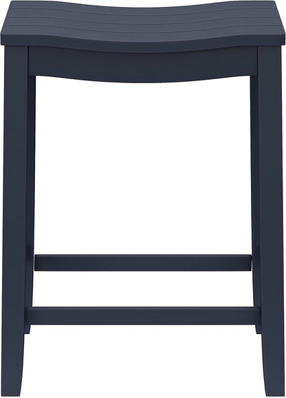 Hillsdale Fiddler Wood Backless Counter Height Stool with Saddle-Style Seat, Navy