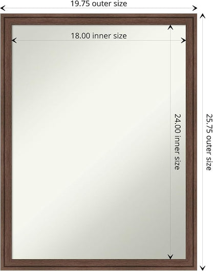 Amanti Art Brown Bathroom Mirror for Over Sink, 26x20 Florence Light Brown Rectangle Vanity Mirror, Medium Casual Frame, Hangs Horizonally and Vertically, Bathroom Wall Decor, Non-Beveled Edge