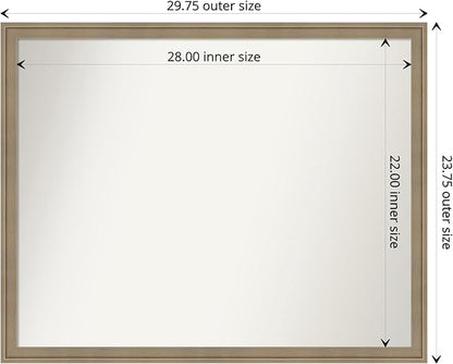 Amanti Art Grey Bathroom Mirror for Over Sink, 24x30 Florence Grey Rectangle Vanity Mirror, Large Casual Frame, Hangs Horizonally and Vertically, Bathroom Wall Decor, Non-Beveled Edge from WI, USA