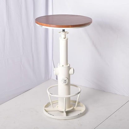 Topower Industrial Bar Table 38.58-48.43" Adjustable Pub Table Kitchen Dining Coffee Bistro Table Antique White