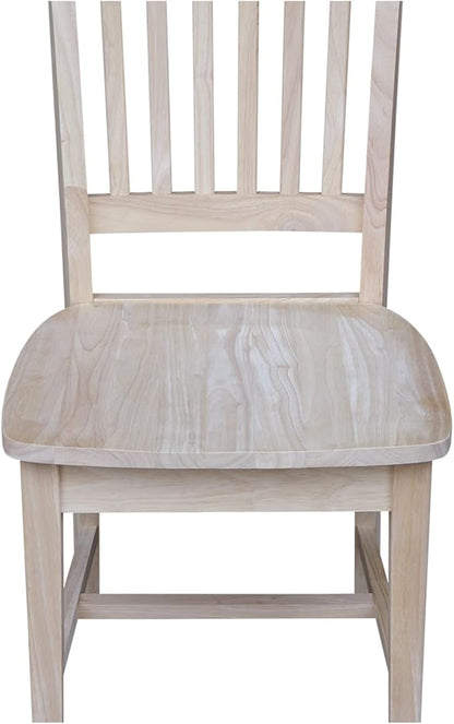 Set of 2 Mission Side Chairs 39.2"H, Solid Parawood Kitchen Dining Furniture, Stylish Comfortable Chairs for Dining Room, Paint or Stain to Match Your Decor, Unfinished