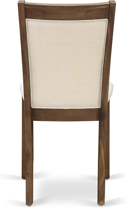 East West Furniture X797MZN32-5 5 Piece Dining Set Includes a Rectangle Dining Room Table with X-Legs and 4 Light Beige Linen Fabric Upholstered Parson Chairs, 40x72 Inch, Multi-Color