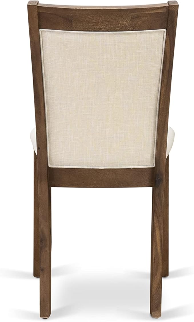 East West Furniture X777MZN32-6 6 Piece Dining Table Set Contains a Rectangle Kitchen Table with X-Legs and 4 Light Beige Linen Fabric Parson Chairs with a Bench, 40x72 Inch, Multi-Color