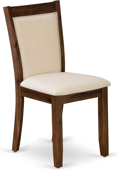 East West Furniture V797MZN32-7 7 Piece Modern Dining Table Set Consist of a Rectangle Wooden Table with V-Legs and 6 Light Beige Linen Fabric Parsons Dining Chairs, 40x72 Inch, Multi-Color