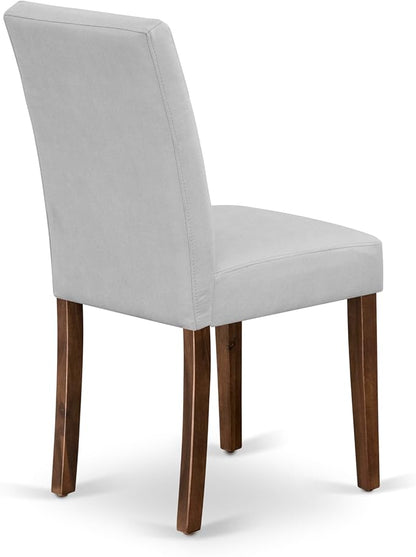 East West Furniture ANAS3-AWA-27 3 Piece Modern Dining Set consists A Dinning Table and 2 Light Gray Polyester Fabric Dinner Chairs, Antique Walnut