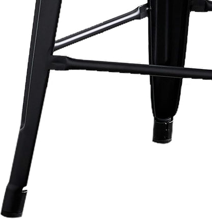 AC Pacific 24” Metal Barstool Set of 4 – Country Rustic Style with Low Back, Lightweight & Sturdy Build, Easy Assembly – Matte Black