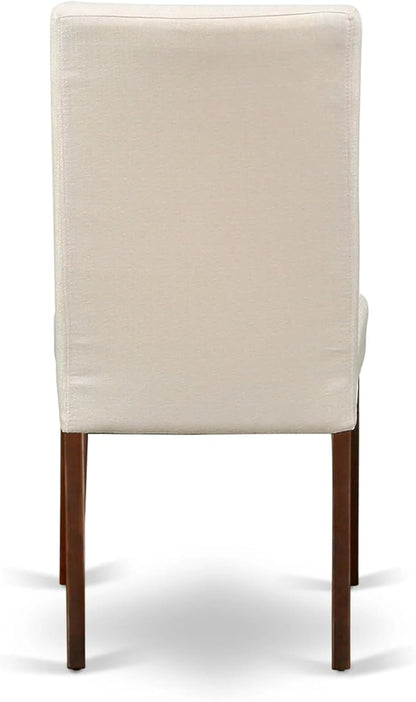 East West Furniture AMDR3-MAH-01 3 Piece Dinette Set for Small Spaces Contains a Round Kitchen Table with Pedestal and 2 Cream Linen Fabric Parson Dining Chairs, 36x36 Inch, Mahogany