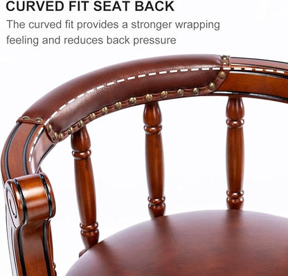 Cow top Leather Wooden Bar Stools, 360 Degree Swivel Bar Height Chair with Backs for Home Kitchen Counter, Morden Chair Barstools (Dark Blue 1pc, Bar Height-Seat Height 29.5”)