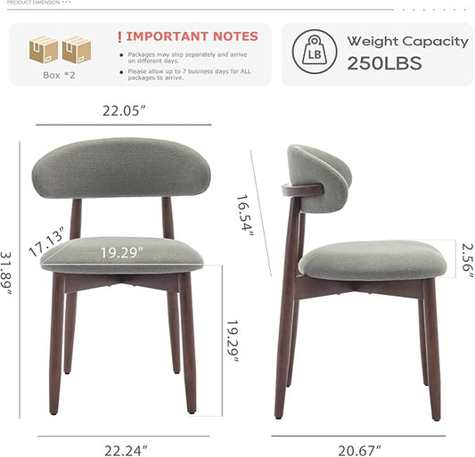 COLAMY Wooden Dining Chairs Set of 4, Modern Fabric Upholstered Dining Room Chair, Farmhouse Kitchen Chairs with Foot Pegs, Green