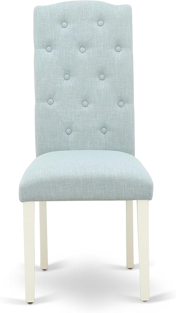 East West Furniture V077CE215-6 6 Piece Modern Dining Table Set Contains a Rectangle Wooden Table and 4 Baby Blue Linen Fabric Upholstered Chairs with a Bench, 40x72 Inch, Multi-Color
