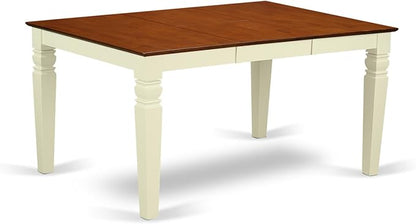 East West Furniture WEIP5-BMK-W 5 Piece Dining Set Includes a Rectangle Dining Table with Butterfly Leaf and 4 Kitchen Chairs, 42x60 Inch, Buttermilk & Cherry