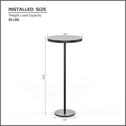 Small Side Table, Metal Round Drink Table, Desktop Diameter 9.99“ for Living Room Bedroom Small Spaces Sofa Couch Chair, Black