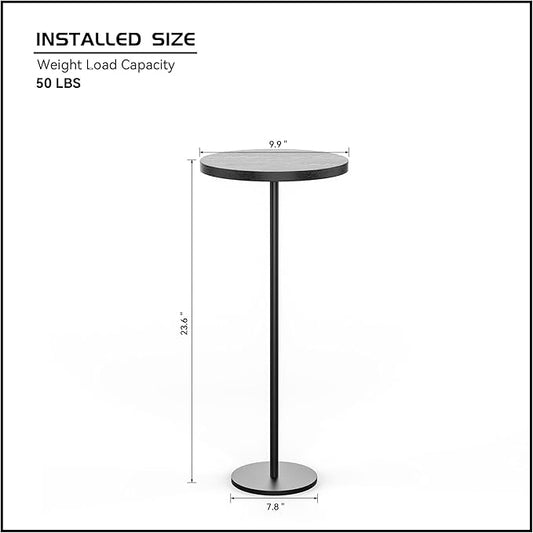 Small Side Table, Metal Round Drink Table, Desktop Diameter 9.99“ for Living Room Bedroom Small Spaces Sofa Couch Chair, Black