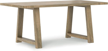 SIMPLIHOME Whitley Dining Table - 72 inch Wide Solid Mango Rectangular Kitchen Table with Trestle Base in Grey Wash, Modern Farmhouse Style for Dining Room or Family Room, Seats 6