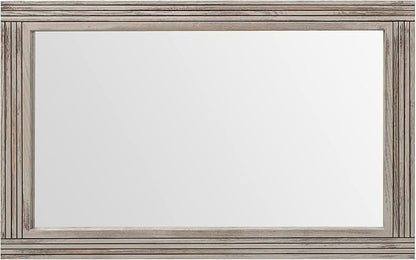 YOSHOOT Hand-Made Wooden Spliced Wall Mirror for Bathroom, Rustic Farmhouse Vanity Mirror, Décor Wall Art, Solid Wood Frame, Vertical or Horizontal Hanging, 53" x 28", Grey