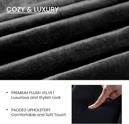 SHA CERLIN Twin Bed Frame/Velvet Upholstered Platform Bed Frame with Headboard/Strong Wood Slats Support/Mattress Foundation/No Box Spring Needed - Black