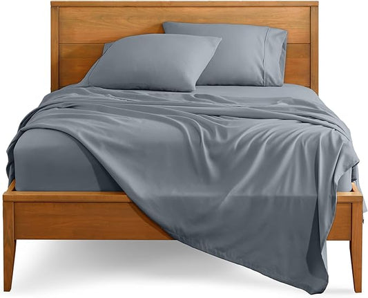Bare Home Twin Sheet Set - 1800 Ultra-Soft Microfiber Bed Sheets - Double Brushed - Deep Pockets - Easy Fit - 3 Piece Set - Bed Sheets (Twin, Steel Blue)