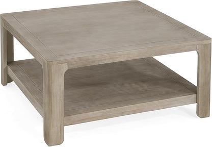 Christopher Knight Home Doran Small Coffee Table with Storage, Modern MDF Square Side Table, Multifunctional Accent Table with Spacious 2-tier Design, Semi-open Design Indoor Furniture, Light Grey Ash