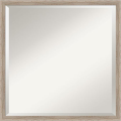Amanti Art White Bathroom Mirror for Over Sink, 21x21 Hardwood Wedge White Wash Square Vanity Mirror, Medium Country Rustic Wood Frame, Hangs Horizonally and Vertically, Bathroom Wall Decor, Beveled