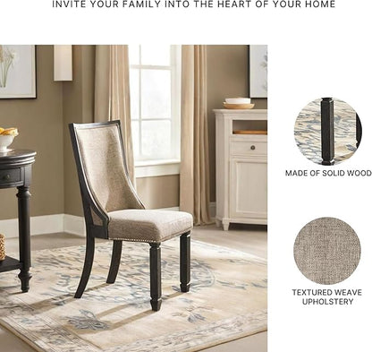 Signature Design by Ashley Tyler Creek Urban Farmhouse Upholstered Dining Chair, 2 Count, Almost Black