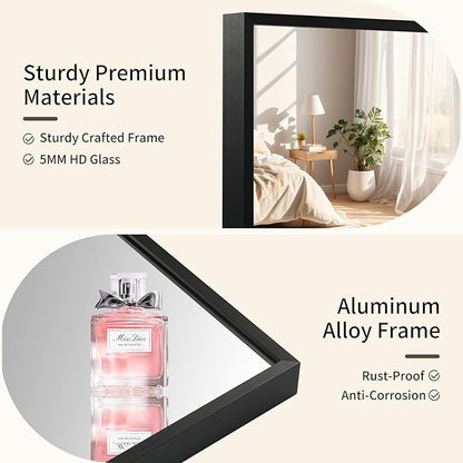 Matte Black Mirror, 24x36 Inch Aluminum Framed Rectangle Mirror, Anti-Rust, Tempered Glass, Square Corner Wall Mirror for Over Sink, Vanity, Bedroom, Entryway, Horizontal/Vertical