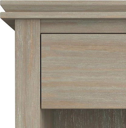 SIMPLIHOME Artisan SOLID WOOD 24 inch Wide Transitional Bedside Nightstand Table in Distressed Grey for the Living Room and Bedroom