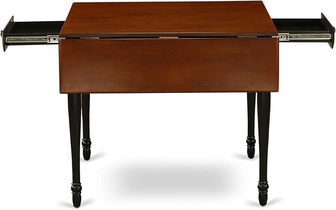 East West Furniture MZNI3-BCH-W 3 Piece Dining Table Set for Small Spaces Contains a Rectangle Dining Room Table with Dropleaf and 2 Wood Seat Chairs, 36x54 Inch, Black & Cherry
