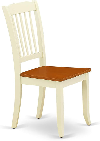 East West Furniture DODA5-BMK-W 5 Piece Dining Set Includes a Rectangle Dining Room Table with Butterfly Leaf and 4 Wood Seat Chairs, 42x78 Inch, Buttermilk & Cherry