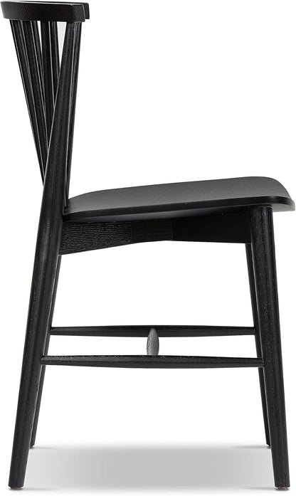 POLY & BARK Ligna Dining Chair Oak – Mid-Century Inspired Chair with Sculpted Spindle Back – Solid American Walnut Frame and Engineered Wood Veneered Seat – Fully Assembled and Ready to Use