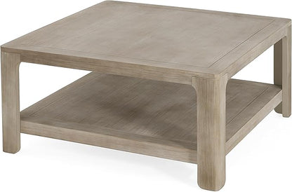 Christopher Knight Home Doran Small Coffee Table with Storage, Modern MDF Square Side Table, Multifunctional Accent Table with Spacious 2-tier Design, Semi-open Design Indoor Furniture, Light Grey Ash