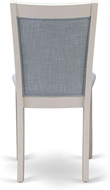 East West Furniture V027MZ015-5 5 Piece Kitchen Table & Chairs Set Includes a Rectangle Dining Table with V-Legs and 4 Baby Blue Linen Fabric Parson Chairs, 40x72 Inch, Multi-Color