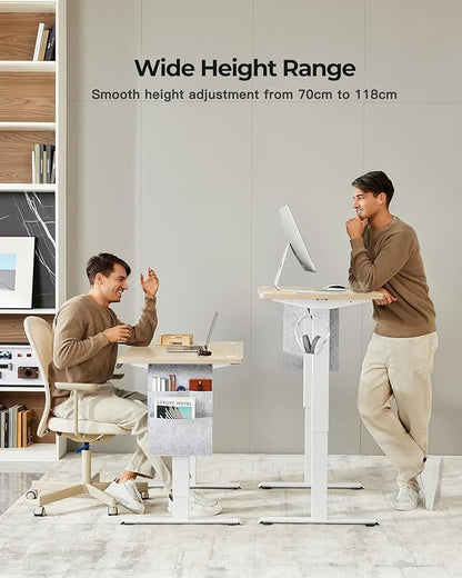 HUANUO Electric Standing Desk, 40 x 24 Inch Height Adjustable Computer Desk with Storage Bag, 4 Height Memory Settings, Sit Stand Up Desk for Home Office, Light Walnut