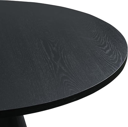 Wooden Kitchen Round Dining Table for 4-6, Round Kitchen Table with Circular Tabletop with Wood Pedestal Base, Rustic Farmhouse Furniture