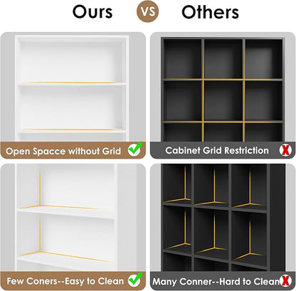 82" Tall Bookshelf, 7-Tier Open Shelves Bookcase, Freestanding Display Storage Shelves, Tall Bookcase Home Decor Furniture for Home Office, Living Room, Bedroom, White