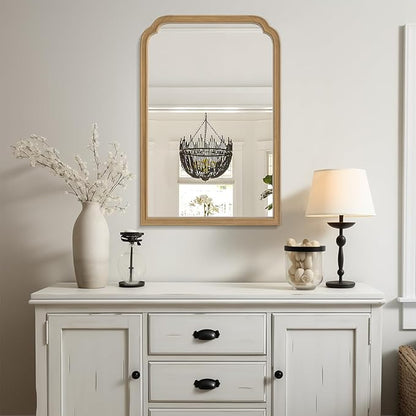 WallBeyond Wood Bathroom Mirrors for Wall Mounted, 24" x 36" Rustic Wood Frame Wall Mirrors Decorative for Living Room or Bedroom Vanity Mirror (Natural Color)