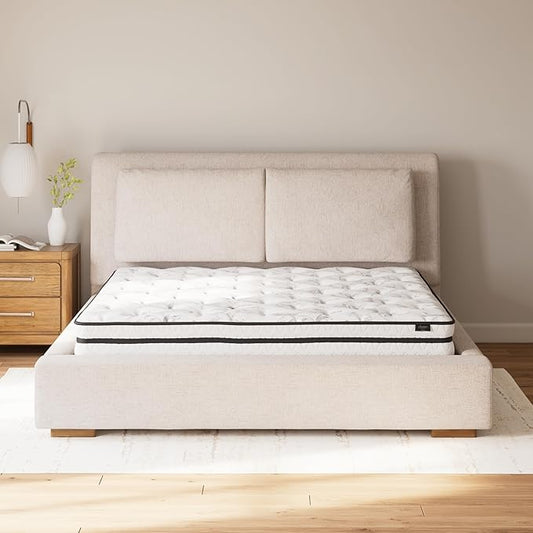 Signature Design by Ashley M69541 King Size Chime 8 Inch Medium Firm Innerspring Pressure Relief Quilt Foam, Fiberglass Free, Mattress in A Box
