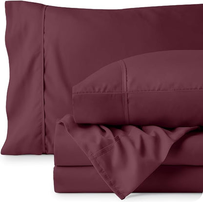 Bare Home Full Sheet Set - Luxury 1800 Ultra-Soft Microfiber Full Bed Sheets - Double Brushed - Deep Pockets - Easy Fit - 4 Piece Set - Bedding Sheets & Pillowcases (Full, Burgundy)