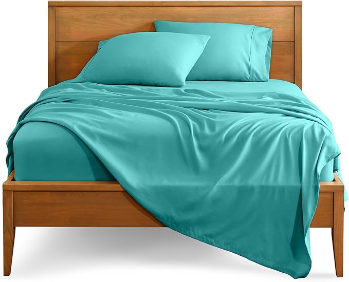 Bare Home Twin Sheet Set - 1800 Ultra-Soft Microfiber Twin Bed Sheets - Double Brushed - Deep Pockets - Easy Fit - Extra Soft - 3 Piece Set - Bedding Sheets & Pillowcases (Twin, Turquoise)