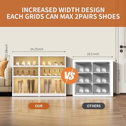 3 Tier Foldable Shoe Rack Organizer for Closet 6-12Pairs Plastic Collapsible Shoe Racks Shelf for front door entrance Stackable Clear Folding Shoes Storage boxes XLarge Storage Cabinet