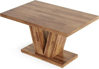 LITTLE TREE 47 Inches Dining Table for 4, Modern Dining Room Tables, Brown Rectangle Kitchen Table with V-Shaped Pedestal, Wooden Dinner Table for Dining Room, Living Room