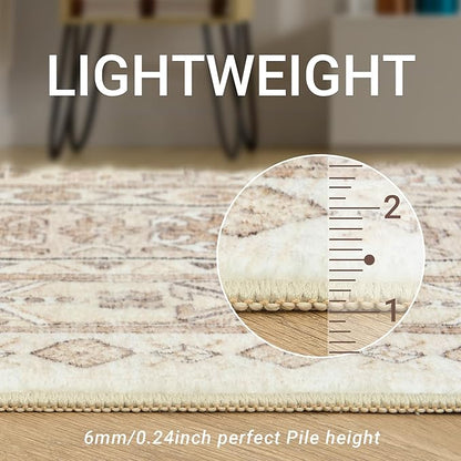 zesthome 5x7 Area Rugs - Ultra-Thin Washble Rug, Stain Resistant Anti Slip Backing Rugs for Living Room,Bedroom, Vintage Home Decor Area Rug