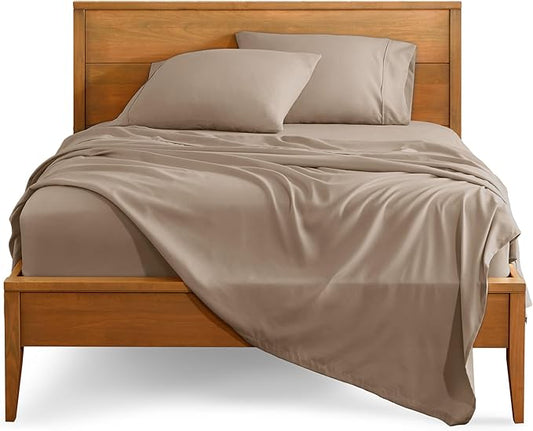 Bare Home Full XL Sheet Set - Luxury 1800 Ultra-Soft Microfiber Full Extra Long Bed Sheets - Double Brushed - Deep Pockets - Easy Fit - 4 Piece Set - Bedding Sheets & Pillowcases (Full XL, Pebble)
