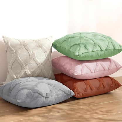 decorUhome Throw Pillow Covers 18x18 Inch Set of 2, Soft Plush Faux Fur Wool Grey Couch Pillow Covers, Decorative Neutral Pillow Cases for Bed Sofa Living Room Home Decor