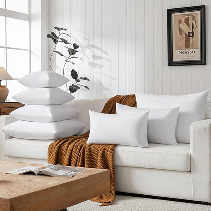 Euro Pillow Inserts 28x28 - Down Feather Pillow Inserts-Cotton Fabric-Set of 2-White.