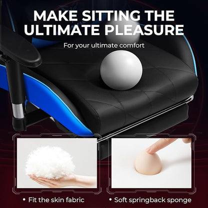 Gaming Chair with 3D Adjustable Armrests, Cow Print Design, Ergonomic Office Chair with High Back, Computer Chair with Footrest,Comfy Diamond Stitching Sest, Game Chair for Adults