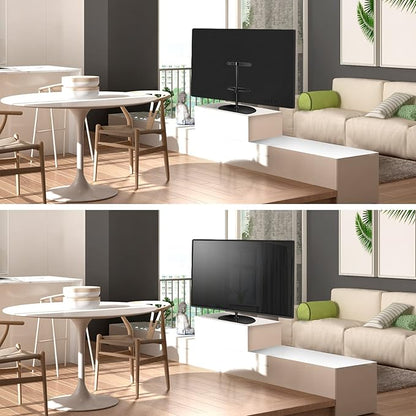 ONKRON Tabletop TV Stand for 32-65 Inch TVs up to 77 lbs, Height Adjustable TV Swivel Stand max VESA 400x400, Tabletop Universal TV Stand with Tempered Glass Base/Pedestal Television Stand Black